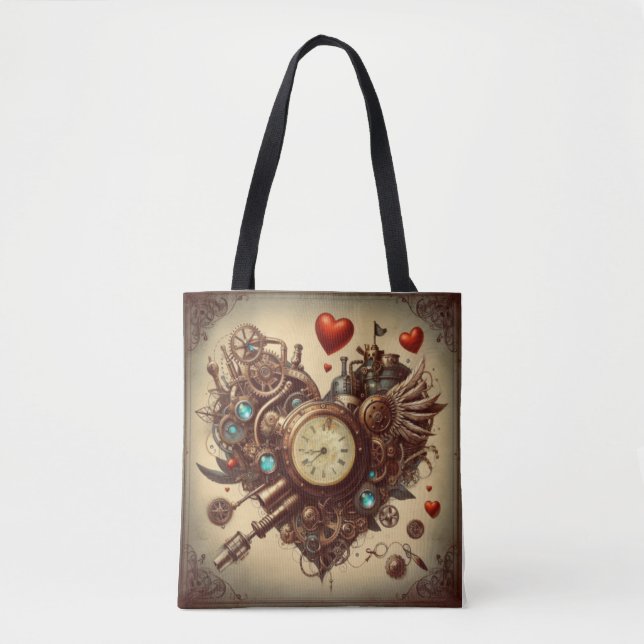 Bolso De Tela Corazón/el día de San Valentín de Steampunk (Anverso)
