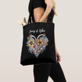 Bolso De Tela Corazón floral personalizado romántico