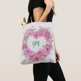 Bolso De Tela Corazón floral rosa personalizado