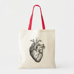 Bolso De Tela Corazón humano de dibujo anatómico vintage