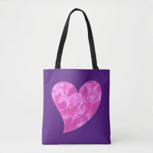 Bolso De Tela Corazón inclinado de camuflaje rosado