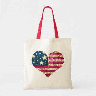 Bolso De Tela Corazón lamentable de la bandera americana de la