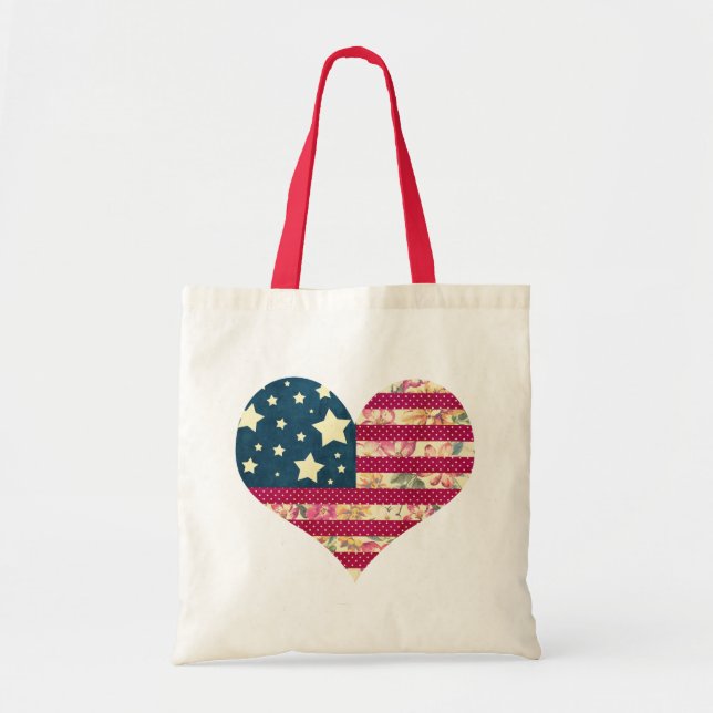 Bolso De Tela Corazón lamentable de la bandera americana de la (Frente)