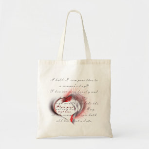 Bolso De Tela Corazón metalizado con el soneto de Shakespeare 18