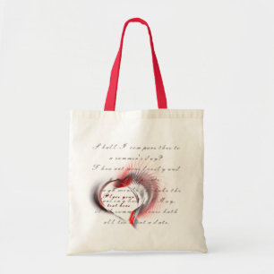 Bolso De Tela Corazón metalizado con el soneto de Shakespeare 18