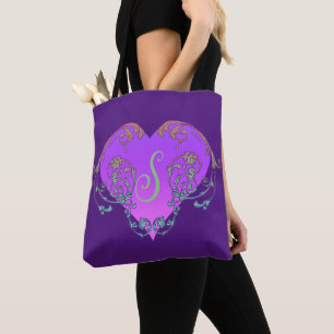 Bolso De Tela Corazón morado romántico elegante con sabor
