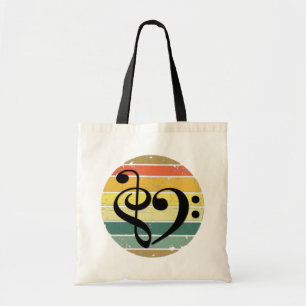 Bolso De Tela Corazón Musical Audaz Sobre Bandas de Color de Pue