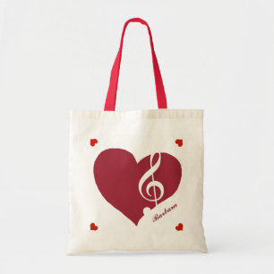 Bolso De Tela corazón musical para los amantes de la música pers