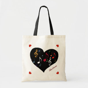 Bolso De Tela corazón musical para su personalidad