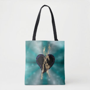 Bolso De Tela Corazón negro con aroma y estrellas en arcoiris