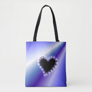 Bolso De Tela Corazón negro con estrellas sobre el arcoiris mora