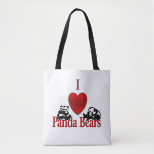 Bolso De Tela Corazón Panda Bears