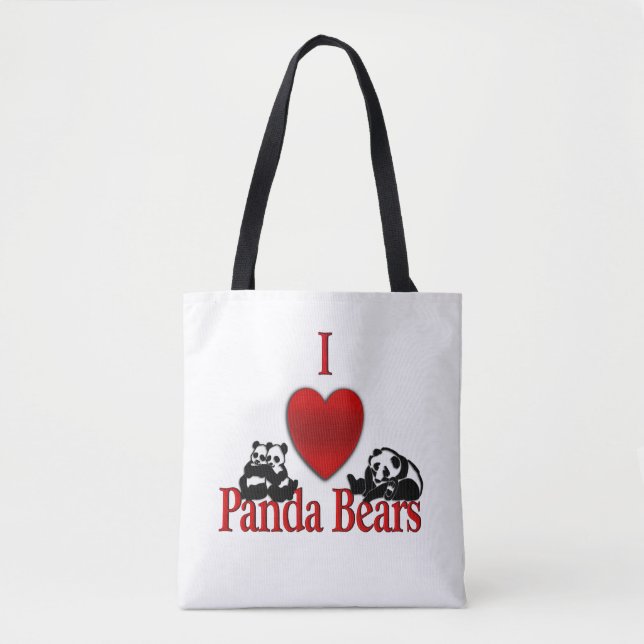 Bolso De Tela Corazón Panda Bears (Anverso)