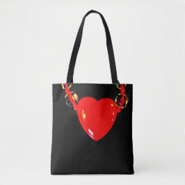 Bolso De Tela Corazón Rojo