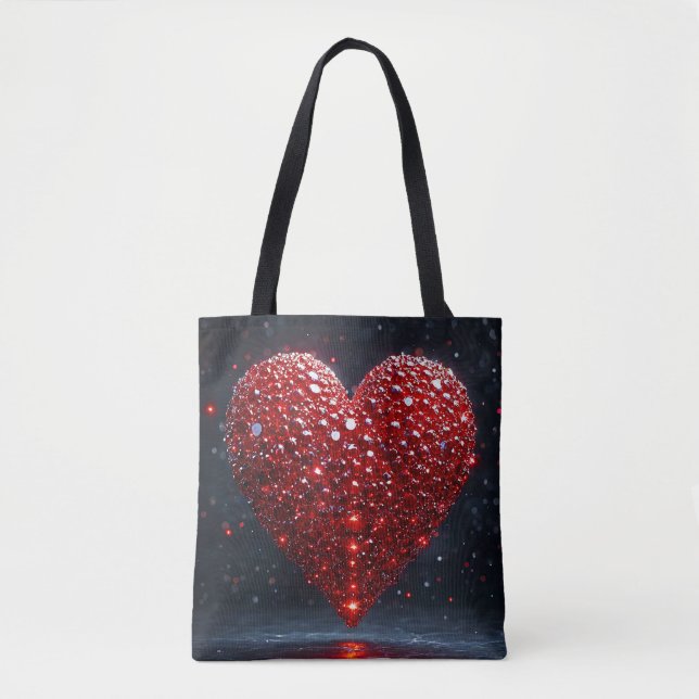 Bolso De Tela Corazón rojo brillante (Anverso)