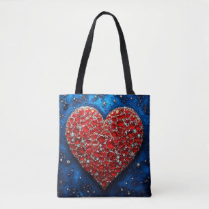 Bolso De Tela Corazón rojo brillante