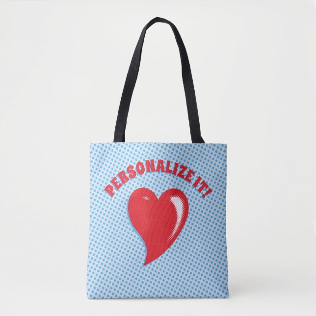 Bolso De Tela Corazón Rojo Pop Art (Anverso)