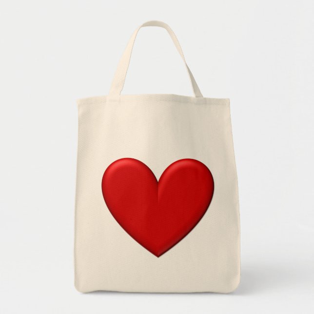 Bolso De Tela Corazón Rojo Puffy (Frente)