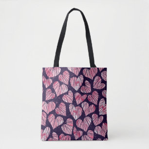 Bolso De Tela Corazón Rosa: acuarela sin costuras.
