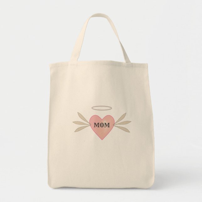 Bolso De Tela Corazón Rosa Alado (Frente)