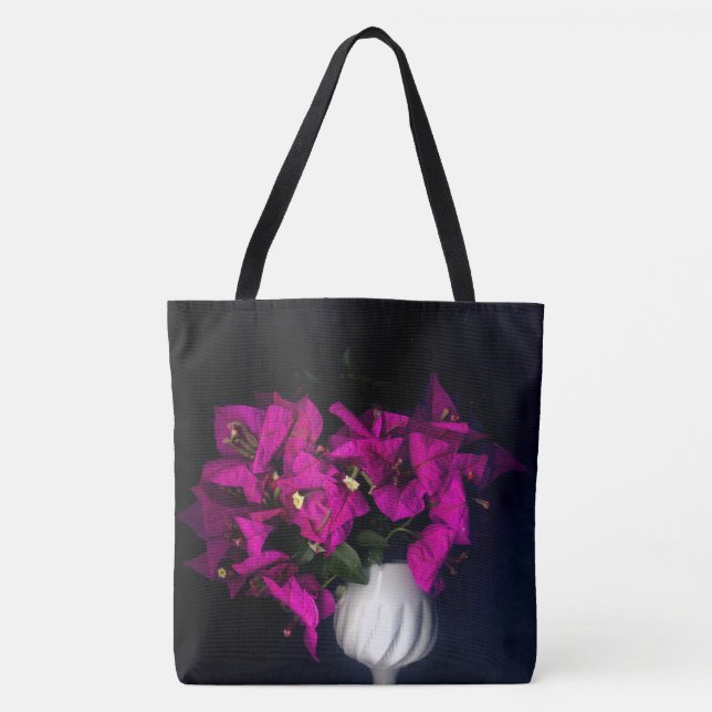 Bolso De Tela Corazón rosa en negro (Anverso)