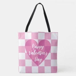 Bolso De Tela Corazón rosa pálido y feliz Día de San Valentín