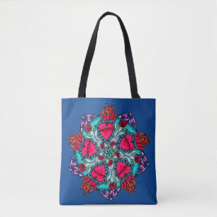 Bolso De Tela Corazón sagrado del corazón llameante