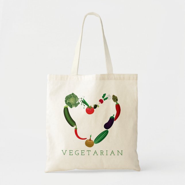 Bolso De Tela Corazón vegetariano (Frente)