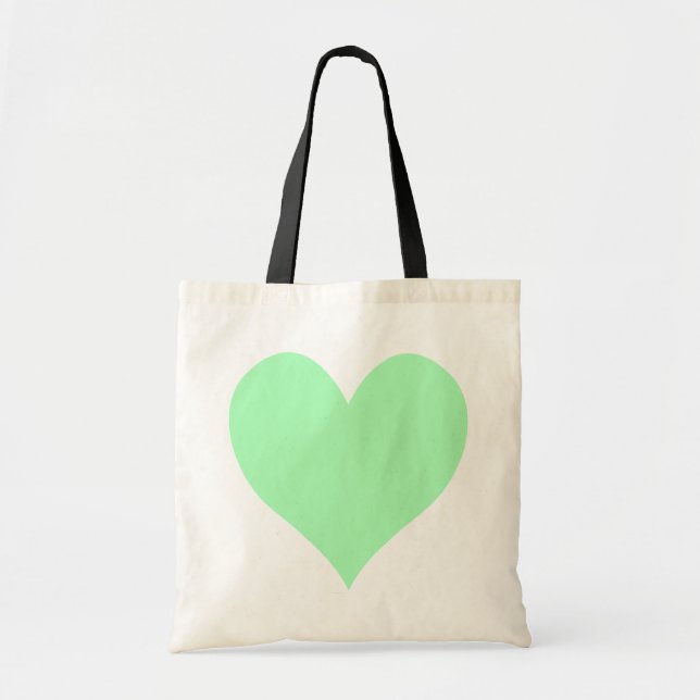 Bolso De Tela Corazón verde de menta suave (Frente)