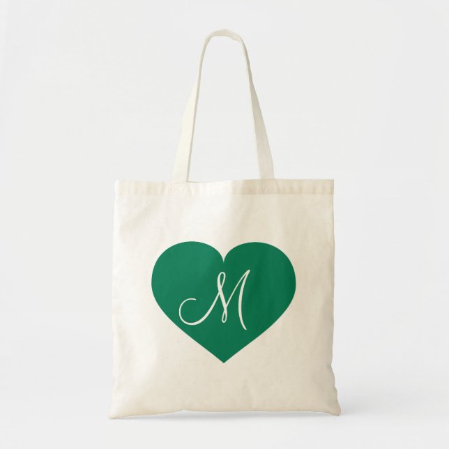 Bolso De Tela Corazón verde Kelly con monograma (Frente)