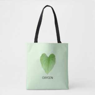 Bolso De Tela Corazón verde moderno en forma de hoja de planta