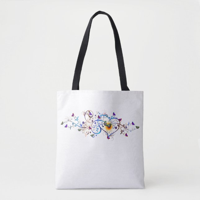 Bolso De Tela Corazón y mariposas (Anverso)