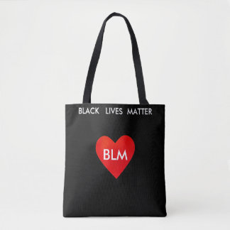 Bolso De Tela Corazón y texto de Black Lives Matter en negro
