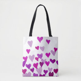 Bolso De Tela Corazones acuarelas del Día de San Valentín - mora
