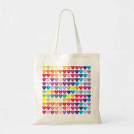 Bolso De Tela Corazones arcoiris
