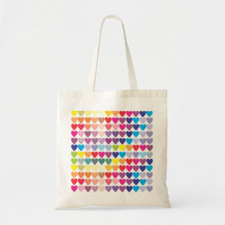 Bolso De Tela Corazones arcoiris