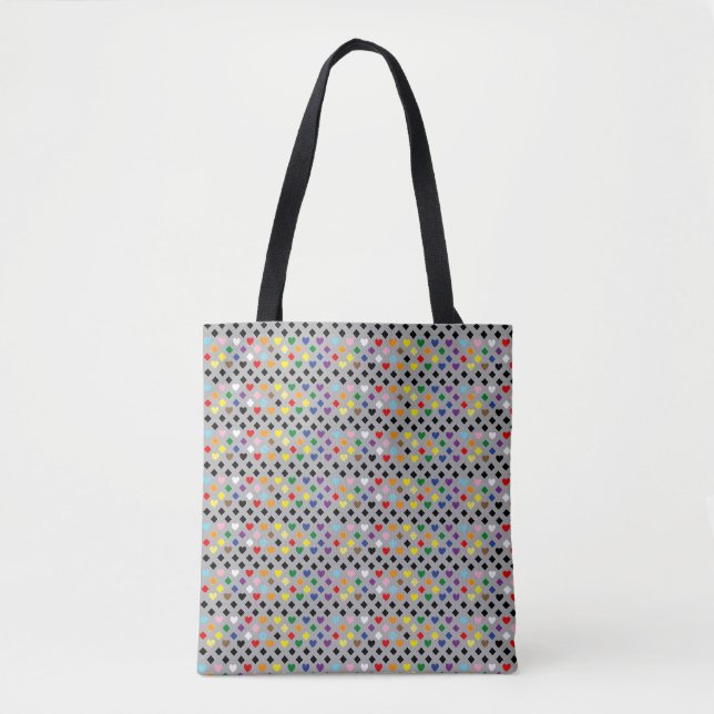 Bolso De Tela Corazones Arcoíris (Anverso)