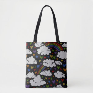 Bolso De Tela Corazones arcoiris retro de los años 80