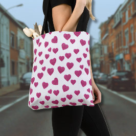 Bolso De Tela Corazones Brillantes Rosados de San Valentín de Mo