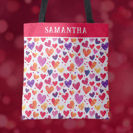 Bolso De Tela Corazones coloridos