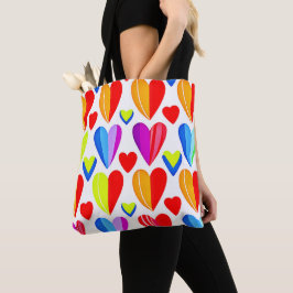 Bolso De Tela Corazones coloridos se desmoronan: Patrón elegante
