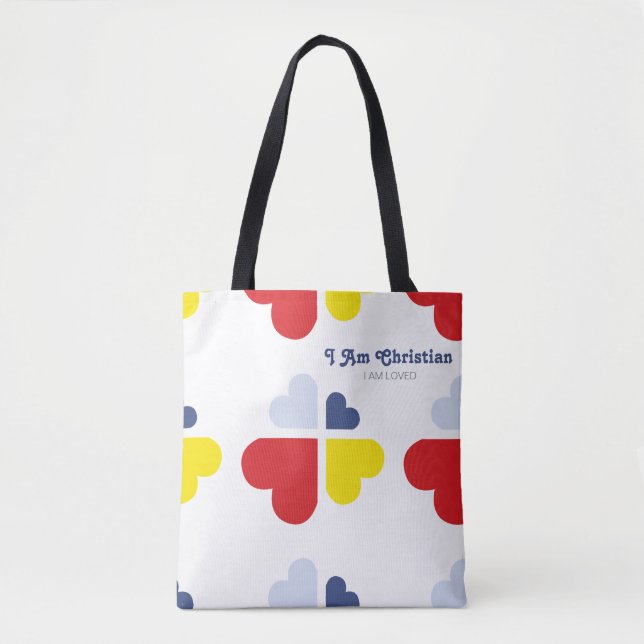 Bolso De Tela Corazones Cruz (Anverso)