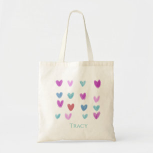 Bolso De Tela Corazones de acuarela pastel bastante dulces