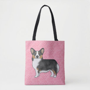 Bolso De Tela Corazones de Amor Corgi Galés de Pembroke Negro Tr