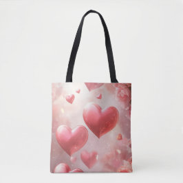 Bolso De Tela Corazones de amor florecientes