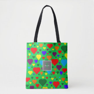 Bolso De Tela Corazones de amor sobre verde