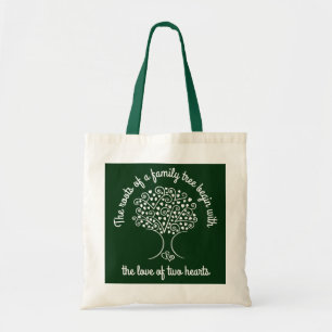 Bolso De Tela Corazones de Ancesto de Árbol Familiar Regalo blan