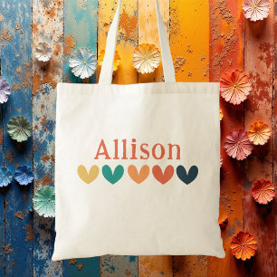 Bolso De Tela Corazones de Arcoíris Caprichosos Modernos Chicas 