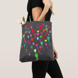 Bolso De Tela Corazones de arcoiris cortos color de agua arte co