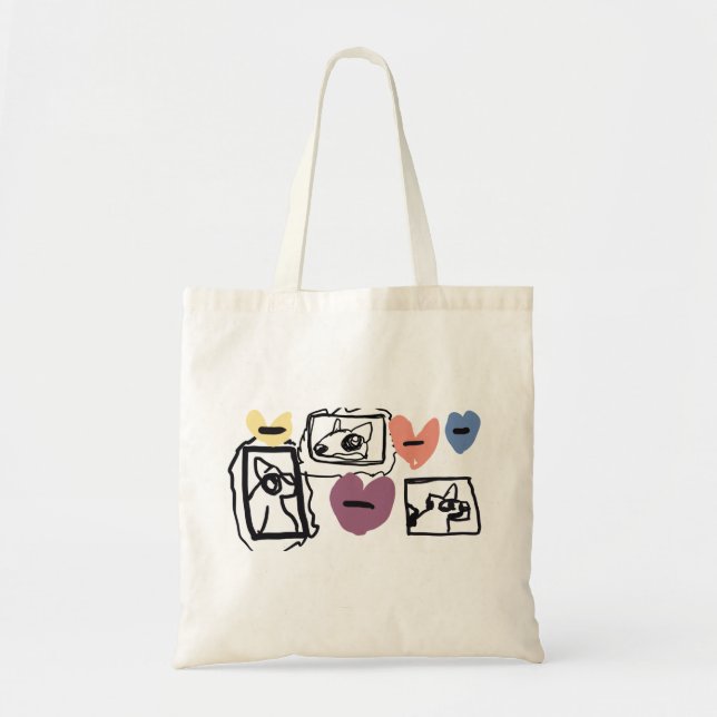Bolso De Tela Corazones de bull terrier (Frente)
